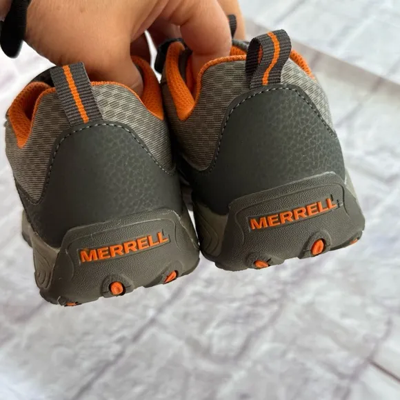 Merrell Trail Chaser Gray and Orange Sneakers with Quick-Lace System