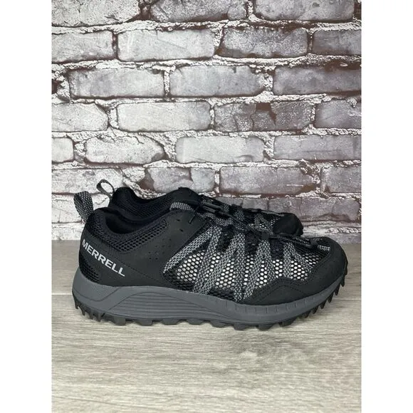 Merrell Wildsport Aerosport Black Synthetic Lace Hiking Outdoor Shoes Men 10.5US