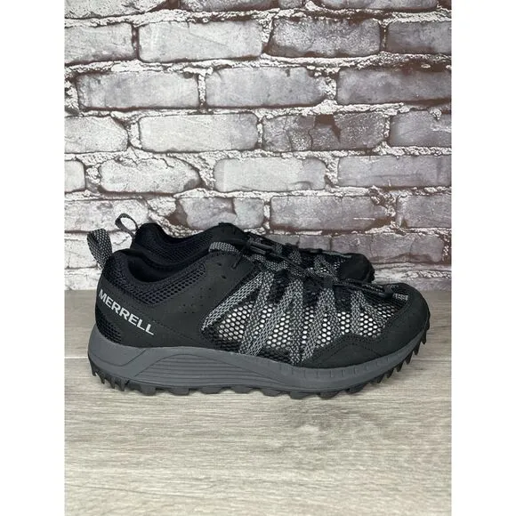 Merrell Wildsport Aerosport Black Synthetic Lace Hiking Outdoor Shoes Men 10.5US