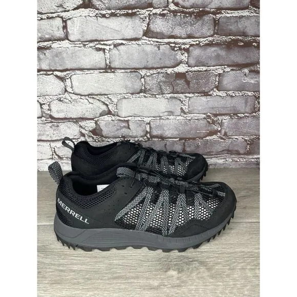 Merrell Wildsport Aerosport Black Synthetic Lace Hiking Outdoor Shoes Men 10.5US