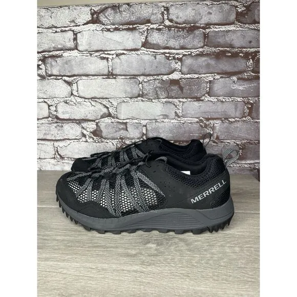 Merrell Wildsport Aerosport Black Synthetic Lace Hiking Outdoor Shoes Men 10.5US