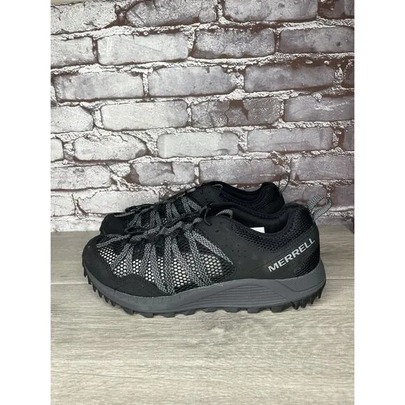 Merrell Wildsport Aerosport Black Synthetic Lace Hiking Outdoor Shoes Men 10.5US
