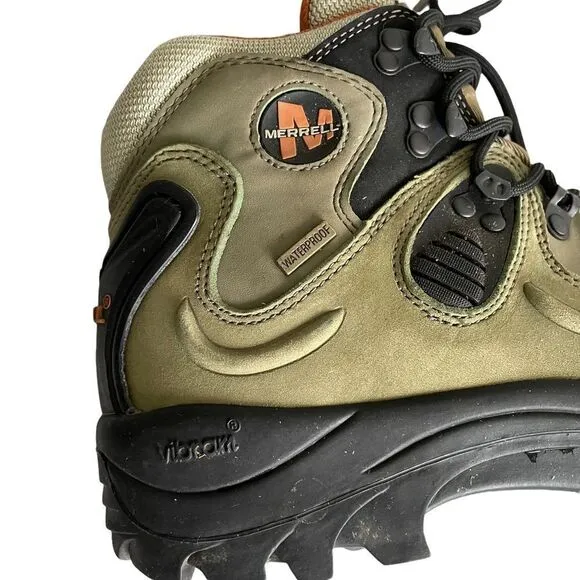 MERRELL Women’s Green Black Lace Up Hiking Ankle Boot Green Black 9