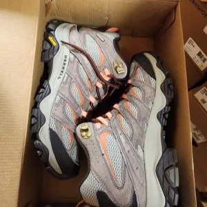 Merrell Women's Moab 3 Mid WP Gray and Orange Hiking Shoes