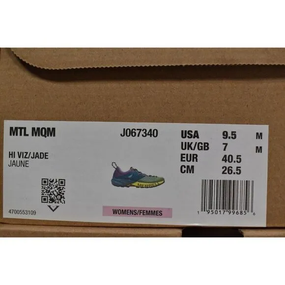 Merrell Womens Size 9.5 MTL MQM Hi Viz Jade Hiking Shoes Sneakers