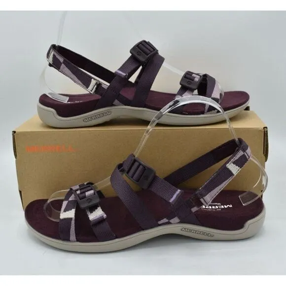 Merrell Womens Size 9 District 3 Burgundy Backstrap Web Sandals Shoes