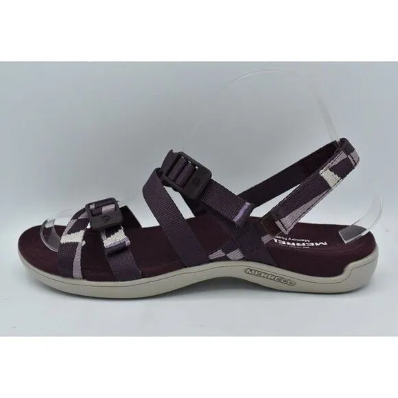 Merrell Womens Size 9 District 3 Burgundy Backstrap Web Sandals Shoes