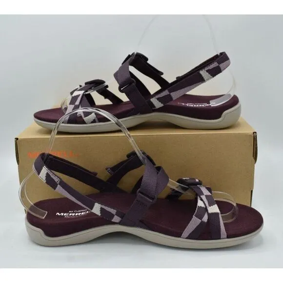 Merrell Womens Size 9 District 3 Burgundy Backstrap Web Sandals Shoes