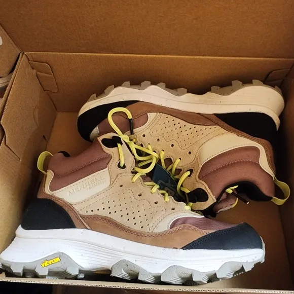 Merrell Women's Speed Solo Mid WP Pink/Purple and Tan Hiking Shoes