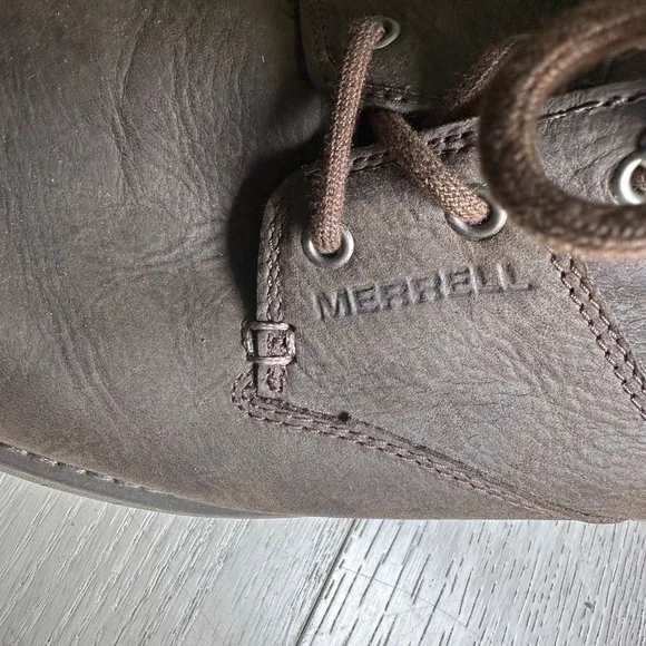Merrell World Vue brown men's leather Oxford business casual dress shoes 10.5w