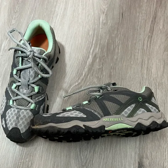 Merrelll Women’s Grassbow Air Trail Granite Mint Low Top Hiking Shoes Size 6