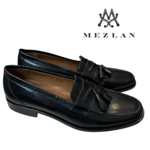 Mezlan E2391 Men's Black Leather Slip-on Tassel Loafers Dress Shoes 9  9M