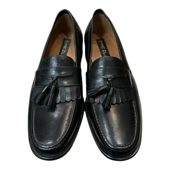 Mezlan E2391 Men's Black Leather Slip-on Tassel Loafers Dress Shoes 9  9M