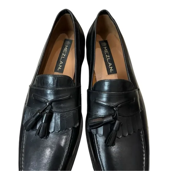 Mezlan E2391 Men's Black Leather Slip-on Tassel Loafers Dress Shoes 9  9M