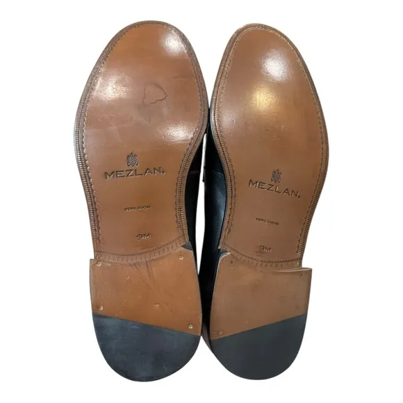 Mezlan E2391 Men's Black Leather Slip-on Tassel Loafers Dress Shoes 9  9M