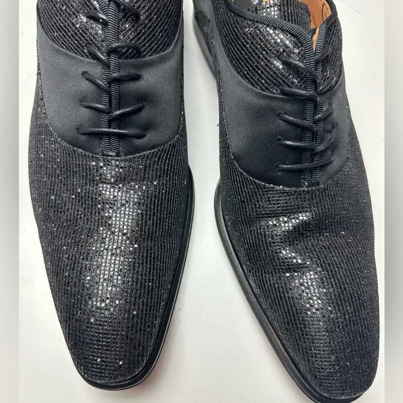 Mezlan “Honore” 8153 Black Genuine Unique Glimmer Leather Silk Oxford Shoes 9.5