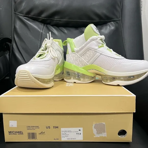 Michael Kors Men's White and Green Sneakers
