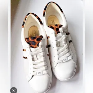 Michael Kors Irving Cream Animal Print Lace Up Sneakers
