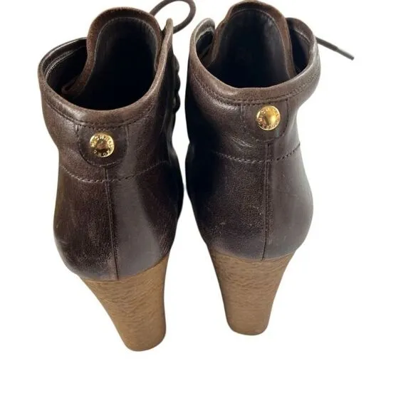 Michael Kors Booties Boots Shoes Wedge Leather Brown Size 7