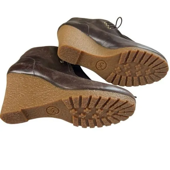 Michael Kors Booties Boots Shoes Wedge Leather Brown Size 7