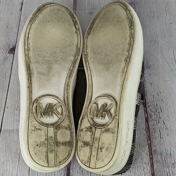 MICHAEL KORS Keaton Striped Sequin Slip-On, Black/Silvertone