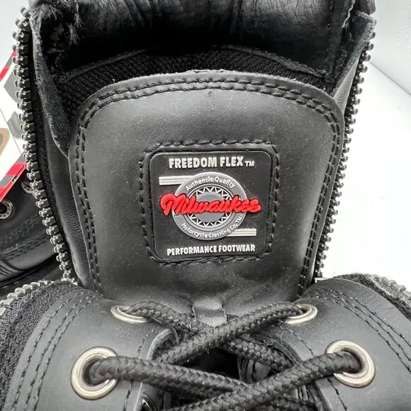 Milwaukee Moto Boots Womens 7 Freedom Flex Leather Zip Lace Up Comfort Biker NEW