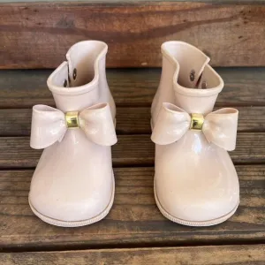 Mini Melissa Blush Pink Bow Sugar Ankle Booties Rain Boots Toddler Girls Size 9