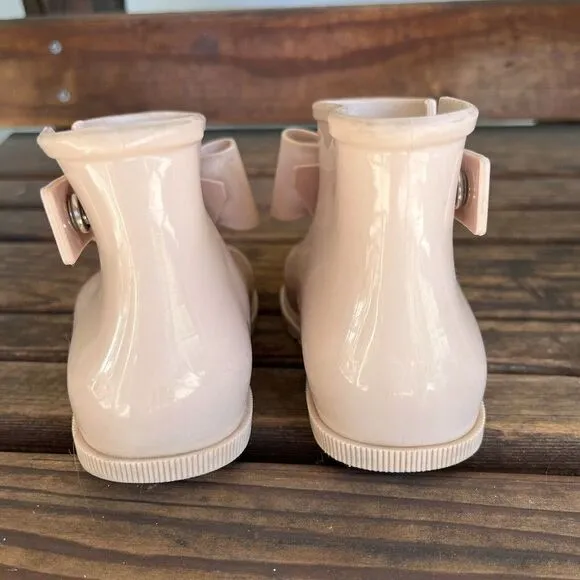 Mini Melissa Blush Pink Bow Sugar Ankle Booties Rain Boots Toddler Girls Size 9