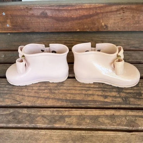 Mini Melissa Blush Pink Bow Sugar Ankle Booties Rain Boots Toddler Girls Size 9
