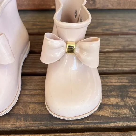 Mini Melissa Blush Pink Bow Sugar Ankle Booties Rain Boots Toddler Girls Size 9
