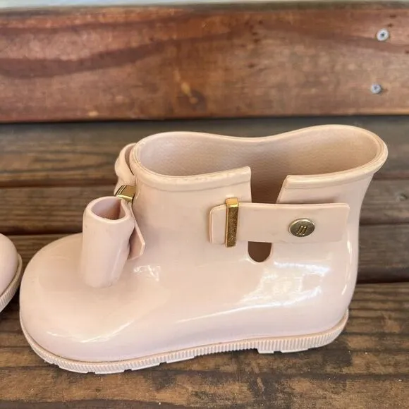 Mini Melissa Blush Pink Bow Sugar Ankle Booties Rain Boots Toddler Girls Size 9