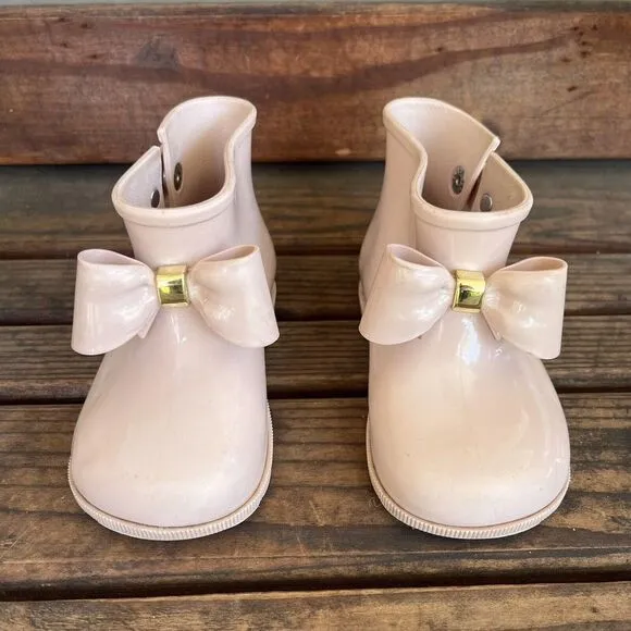Mini Melissa Blush Pink Bow Sugar Ankle Booties Rain Boots Toddler Girls Size 9