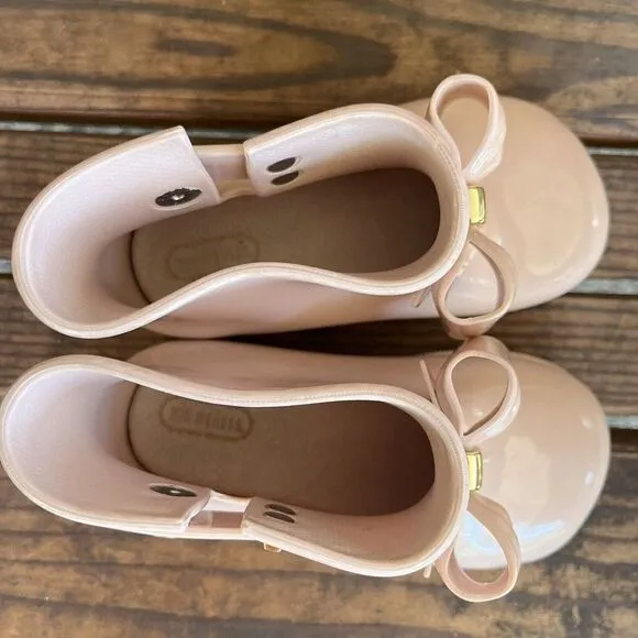 Mini Melissa Blush Pink Bow Sugar Ankle Booties Rain Boots Toddler Girls Size 9