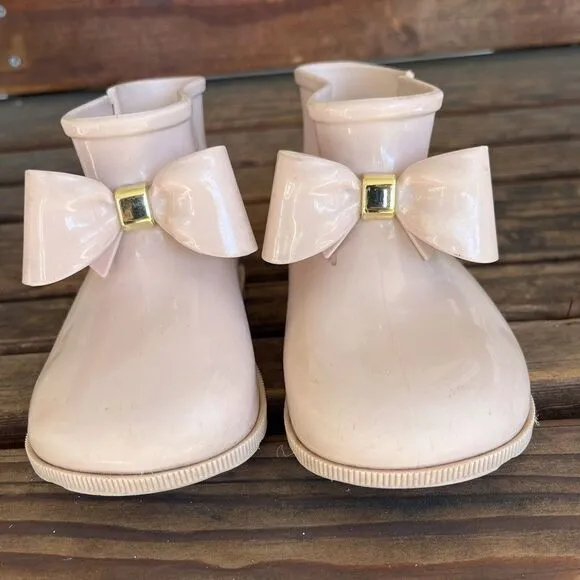 Mini Melissa Blush Pink Bow Sugar Ankle Booties Rain Boots Toddler Girls Size 9