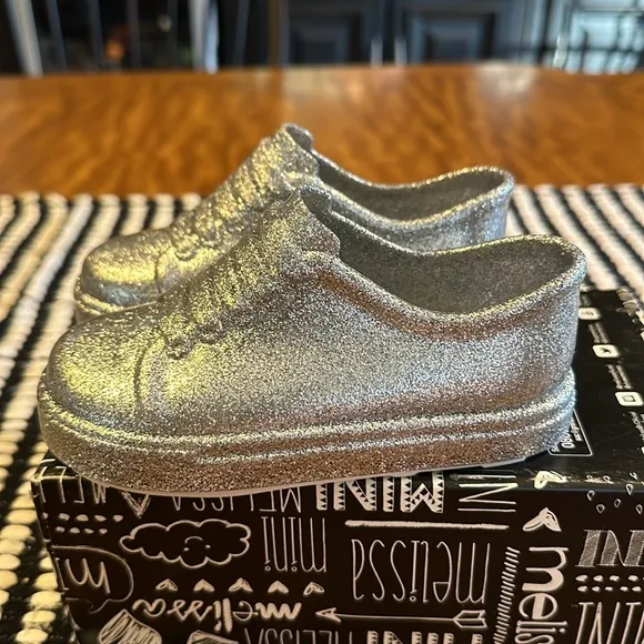 MINI MELISSA girls MINI BE SILVER GLITTER SNEAKERS