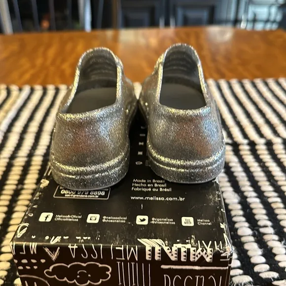 MINI MELISSA girls MINI BE SILVER GLITTER SNEAKERS