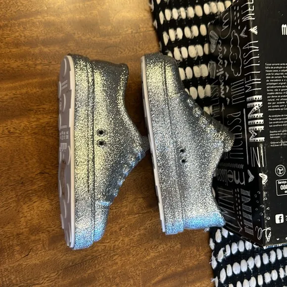 MINI MELISSA girls MINI BE SILVER GLITTER SNEAKERS