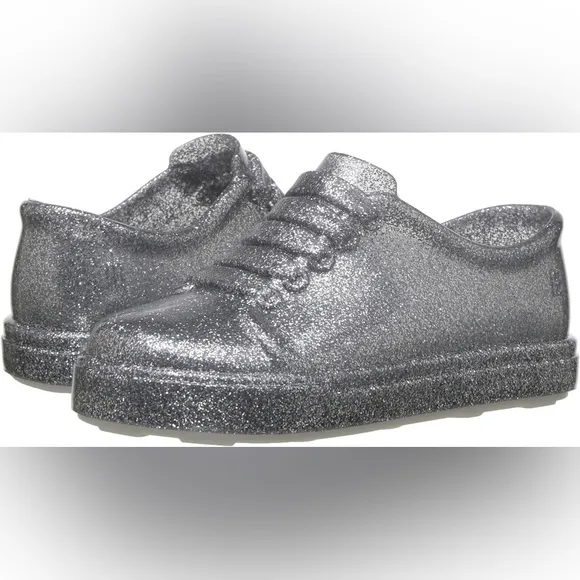 MINI MELISSA girls MINI BE SILVER GLITTER SNEAKERS