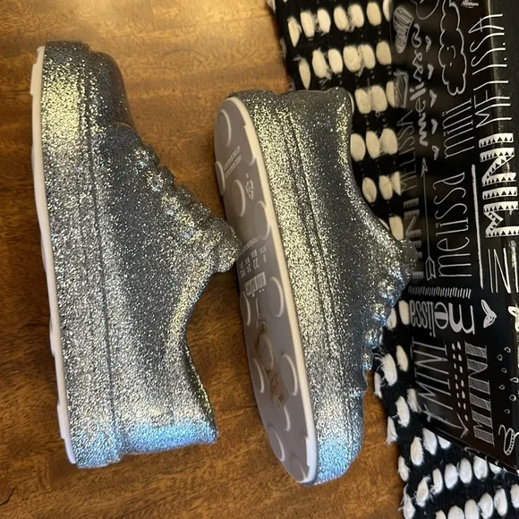 MINI MELISSA girls MINI BE SILVER GLITTER SNEAKERS