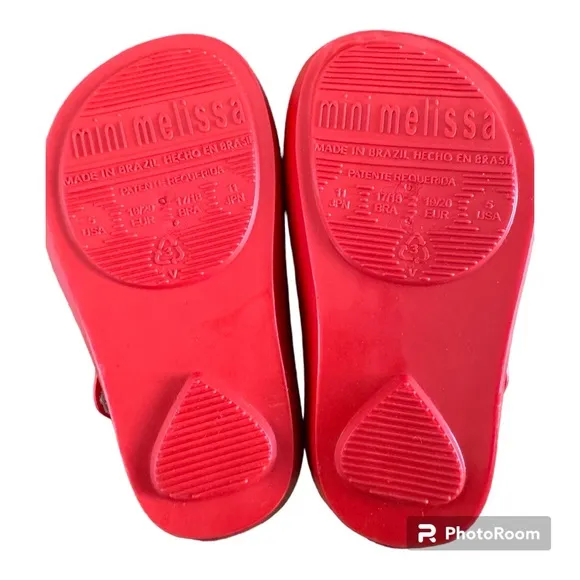 Mini Melissa Mary Jane Red Mickey &amp; Minnie Kissing Shoes Toddler Size 5