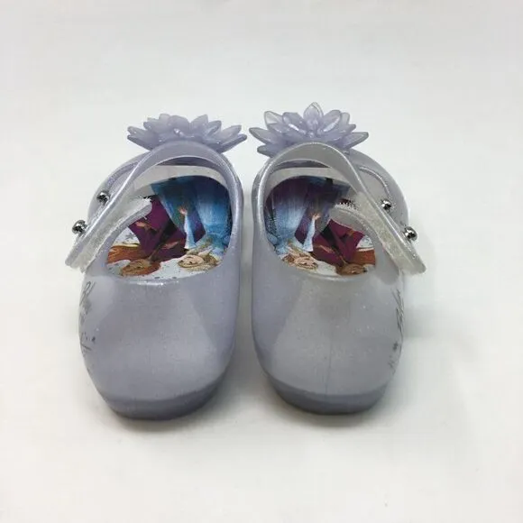 Mini Melissa Girls Shoe Blue Size 5 Toddler Mary Jane Frozen Flower Glitter Flat