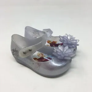 Mini Melissa Girls Shoe Blue Size 5 Toddler Mary Jane Frozen Flower Glitter Flat