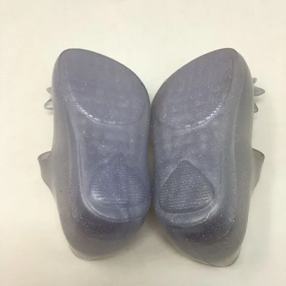 Mini Melissa Girls Shoe Blue Size 5 Toddler Mary Jane Frozen Flower Glitter Flat