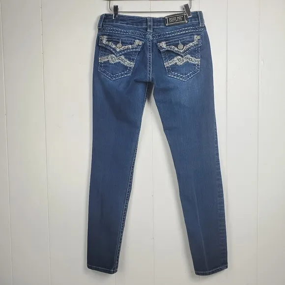 Miss me embroidered rhinestone stud bling skinny jeans JE107252R size 28