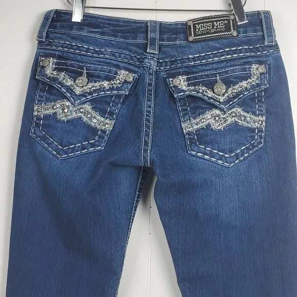 Miss me embroidered rhinestone stud bling skinny jeans JE107252R size 28