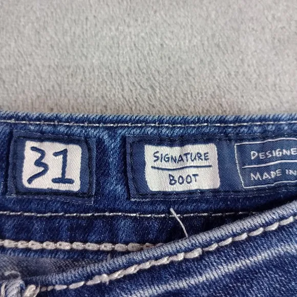 Miss Me Y2K  Jeans Womens Size 31 Blue Signature Boot  Denim Rhinestones Bling