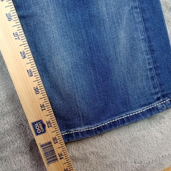 Miss Me Y2K  Jeans Womens Size 31 Blue Signature Boot  Denim Rhinestones Bling