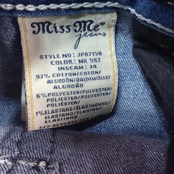 Miss Me Y2K  Jeans Womens Size 31 Blue Signature Boot  Denim Rhinestones Bling