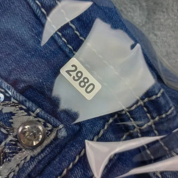 Miss Me Y2K  Jeans Womens Size 31 Blue Signature Boot  Denim Rhinestones Bling