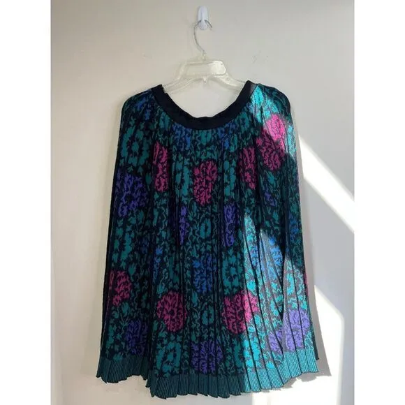 MISSONI Green Flared Floral Print Pleated Maxi Skirt Size M